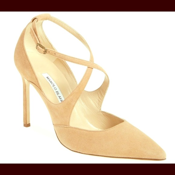 MANOLO BLAHNIK BB Nude Suede TUGIA 105mm Point Toe Stiletto Pump 8.5US 38.5EU - Picture 5 of 12